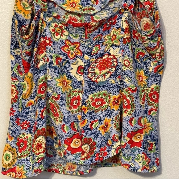 Desert West by Sherry Holt Blue Red Floral Sleeveless Top Small USA VC1388‎ - Picture 6 of 9
